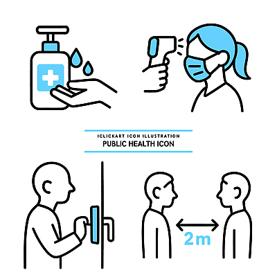 아이콘 건강 손잡이 마스크 안전 바이러스 예방 감염 방역 체온측정 사회적거리두기 2D아이콘 AI파일 캠페인 측정 파일형식 벡터