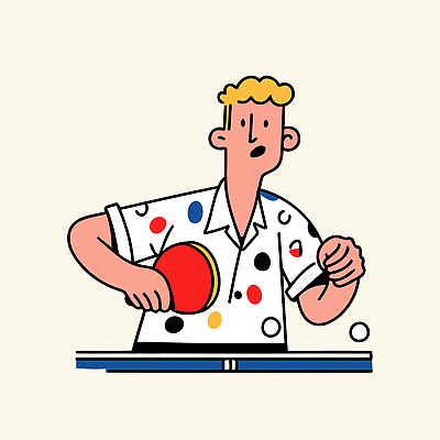 남자 여유 스포츠 셔츠 일러스트 공 모션 운동선수 기술 취미 친구 운동 경쟁 게임 탁구 집중 즐거움 탁구대 대회 국내일러스트 AI파일 감정 컨셉 상의 관계 놀이 건강 사람 구기 탁구용품 파일형식 벡터