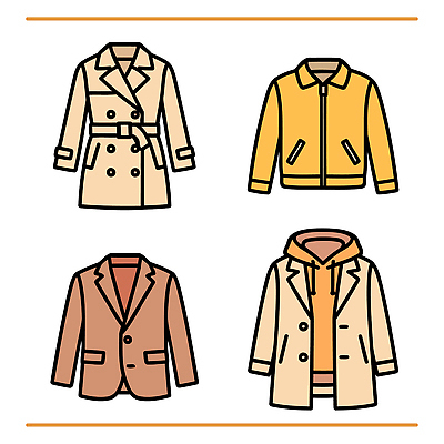 디자인 옷 패션 컬러 패턴 일러스트 유행 외투 재킷 가을 트렌치코트 후드티셔츠 기본 스타일 국내일러스트 AI파일 계절 상의 티셔츠 무늬 코트 파일형식 벡터