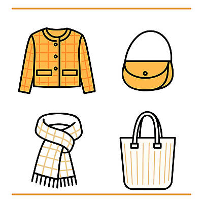 모양 디자인 옷 패션 겨울 가방 일러스트 장신구 따뜻함 목도리 재킷 체크무늬 색감 스타일 국내일러스트 AI파일 잡화 계절 무늬 외투 파일형식 벡터