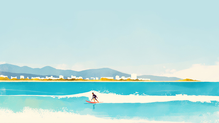 JPG 파도 바다 일러스트 모션 자연 하늘 산 아파트 풍경 취미 해변 여름 유행 수상스포츠 도시 서핑 서퍼 국내일러스트 AI일러스트 AI콘텐츠 계절 스포츠 운동선수 주택 생태계 파일형식