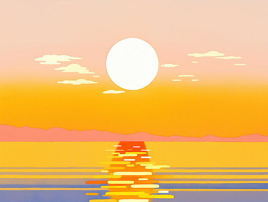 JPG 구름 시선 감정 물결 바다 컬러 일러스트 자연 하늘 거리 풍경 태양 반사 평화 일몰 저녁 뷰티풀 순간 수평선 국내일러스트 AI일러스트 AI콘텐츠 자연요소 컨셉 노을 야간 생태계 파일형식