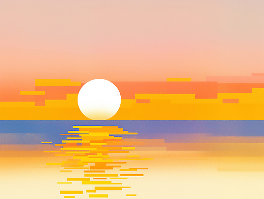 JPG 물결 바다 컬러 일러스트 자연 하늘 풍경 해변 여름 태양 반사 평화 일몰 분위기 저녁 뷰티풀 색채 수평선 국내일러스트 AI일러스트 AI콘텐츠 자연요소 계절 컨셉 노을 야간 생태계 파일형식