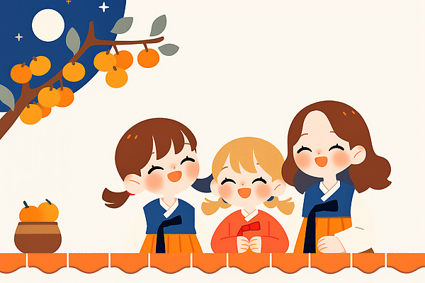 JPG 전통 명절 행복 문화 어린이 일러스트 가족 놀이 밤하늘 귤 한국 따뜻함 미소 웃음 소녀 친구 추석 식사 한복 즐거움 국내일러스트 AI일러스트 AI콘텐츠 한국전통 여자 기념일 감정 아시아 과일 관계 하늘 표정 사람 야간 전통의상 파일형식