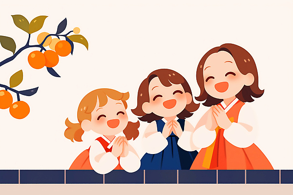 JPG 전통 여자 행복 문화 어린이 백그라운드 일러스트 한국 따뜻함 미소 웃음 풍경 소녀 추석 축제 다정 기쁨 한복 즐거움 손모으기 밝은색 국내일러스트 AI일러스트 AI콘텐츠 한국전통 명절 감정 아시아 컨셉 표정 사람 손짓 전통의상 파일형식