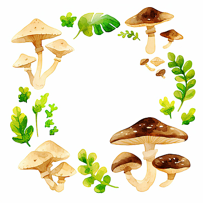 JPG 모양 식물 디자인 예술 컬러 잎 일러스트 자연 수채화 생물 미술 초록색 환경 버섯 생태 배열 조화 국내일러스트 AI일러스트 AI콘텐츠 문화예술 생태계 파일형식