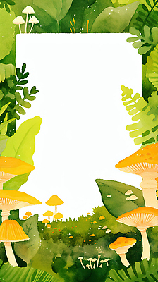 JPG 모양 식물 꽃 컬러 백그라운드 잎 일러스트 자연 생명 풍경 초록색 여름 노란색 평화 환경 버섯 생태 숲속 숲 조화 국내일러스트 AI일러스트 AI콘텐츠 계절 컨셉 생태계 파일형식