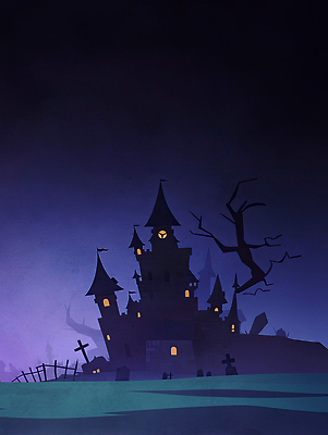 JPG 나무 백그라운드 일러스트 그림자 풍경 어둠 할로윈 무덤 성 분위기 유령 저녁 미스터리 신비 공포 장면 스토리 고딕 색채 호러 환상 국내일러스트 AI일러스트 AI콘텐츠 식물 건축물 컨셉 야간 예측 파일형식