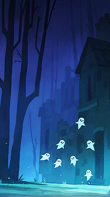 JPG 일러스트 자연 이야기 건물 환경 어둠 할로윈 탐험 분위기 유령 밤 숲 신비 폐허 공포 신화 상상력 국내일러스트 AI일러스트 AI콘텐츠 건축물 컨셉 견과류 생태계 파일형식