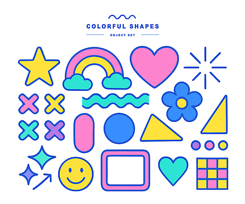 디자인 꽃 별 컬러 백그라운드 무지개 스티커 패턴 일러스트 그래픽 장식 컬러풀 사각형 하트 삼각형 심볼 그림 심플 창의성 국내일러스트 AI파일 자연요소 모양 도형 식물 무늬 파일형식 벡터