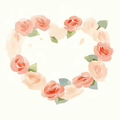 JPG 디자인 계절 기념일 꽃 예술 컬러 결혼 패턴 일러스트 자연 발렌타인데이 사랑 장식 장미 하트 분위기 부드러움 감성 국내일러스트 AI일러스트 AI콘텐츠 모양 식물 감정 컨셉 무늬 데이이벤트 이벤트 감각 생태계 파일형식