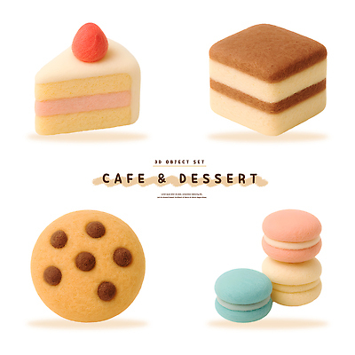 PSD 편집이미지 디자인 컬러 디저트 장식 쿠키 과자 케이크 상점 카페 마카롱 식욕 펠트 디지털아트 편집3D 음식 3D 파일형식 천_직물