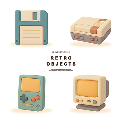 PSD 편집이미지 디자인 컴퓨터 3D 모니터 빈티지 추억 플로피디스크 게임기 향수 복고 색감 디지털아트 아기자기 편집3D 컨셉 전자제품 화장품 디지털합성 파일형식