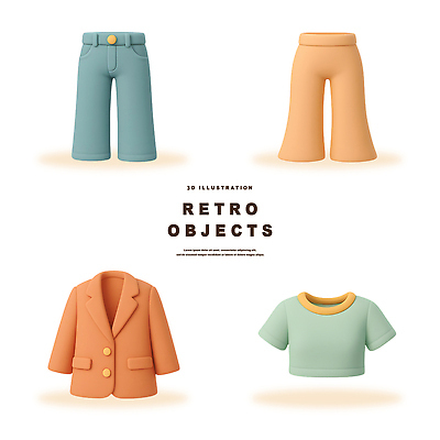 PSD 편집이미지 디자인 옷 패션 컬러 티셔츠 패턴 바지 재킷 감각 복고 아이템 스타일 세련 편집3D 셔츠 무늬 하의 3D 외투 파일형식