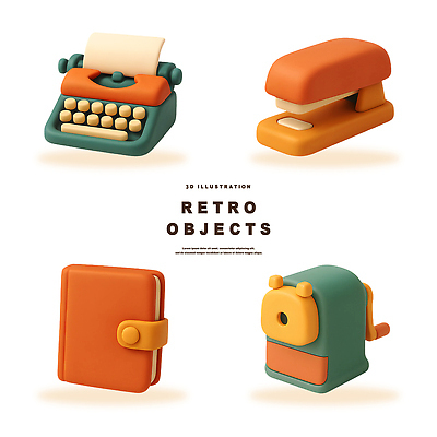 PSD 편집이미지 디자인 예술 컬러 탁자 문구용품 장식 다이어리 사무용품 스테이플러 파일 복고 아날로그 창작 편집3D 가구 3D 오브젝트 파일형식