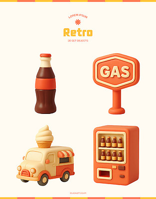 모양 PSD 편집이미지 디자인 음료 음식 컬러 장식 도시 즐거움 오브젝트 복고 콜라 아이스크림차 편집3D 감정 3D 탄산음료 특수차량 아이스크림장사 파일형식