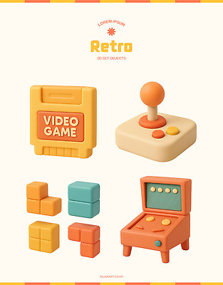 PSD 편집이미지 디자인 컬러 놀이 탁자 3D 블록 게임 게임용품 즐거움 오브젝트 복고 조이스틱 비디오게임 창의력 편집3D 감정 가구 게임기 디지털합성 파일형식