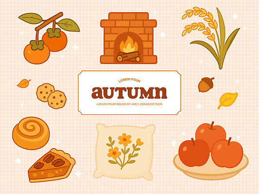 계절 꽃 패턴 일러스트 자연 집안 디저트 곡류 따뜻함 쿠키 수확 가을 원형 맛 사과 소중 오브젝트 벽난로 국내일러스트 AI파일 도형 식물 음식 컨셉 무늬 농업 과일 실내 생태계 파일형식 벡터
