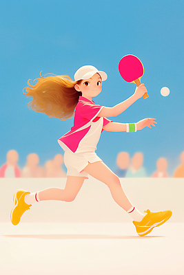 JPG 스포츠 일러스트 공 하늘 소녀 경기 빨간색 달리기 운동 점프 경쟁 활발 장비 군중 탁구 연습 즐거움 회전 액션 스타일 국내일러스트 AI일러스트 AI콘텐츠 여자 감정 어린이 컬러 컨셉 모션 건강 사람 구기 파일형식