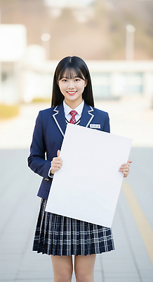JPG 편집이미지 학생 교복 백그라운드 학교 졸업식 미소 웃음 건물 촬영 현수막 대기 준비 긍정적 순간 의료성형뷰티 편집실사 AI인물포토 AI콘텐츠 건축물 옷 교육 감정 졸업 표정 CG 파일형식 AI포토