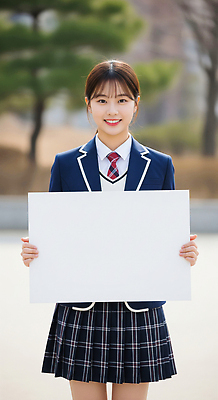 JPG 편집이미지 학생 여자 교복 학교 고등학교 웃음 카메라 즐거움 중학교 의료성형뷰티 편집실사 AI인물포토 AI콘텐츠 옷 교육 감정 표정 사람 전자제품 CG 파일형식 AI포토