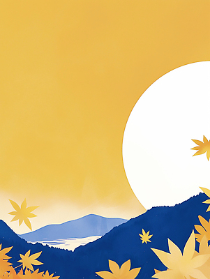 JPG 나무 호수 여유 컬러 단풍 일러스트 자연 하늘 산 풍경 평화 보름달 가을 물가 조화 뷰티풀 경관 국내일러스트 AI일러스트 AI콘텐츠 식물 계절 감정 컨셉 잎 달 생태계 파일형식