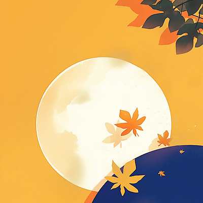 JPG 컬러 단풍 잎 일러스트 자연 하늘 바람 풍경 빛 주황색 고요 보름달 달 가을 대기 밤 명상 심플 조화 뷰티풀 환상 국내일러스트 AI일러스트 AI콘텐츠 자연요소 식물 계절 컨셉 날씨 견과류 생태계 파일형식