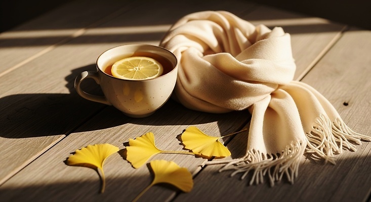 JPG 편집이미지 음료 컬러 자연 탁자 따뜻함 풍경 일상 스카프 가을 분위기 차 편안함 레몬 은행잎 오후 편집실사 AI포토 AI콘텐츠 계절 가구 컨셉 잎 과일 라이프 목도리 감각 CG 생태계 파일형식