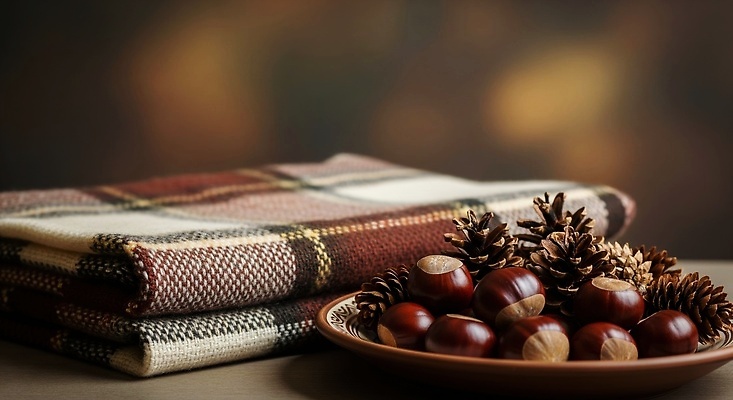 JPG 식물 편집이미지 자연 탁자 따뜻함 인테리어 가을 소나무 원소 분위기 밤 담요 오브젝트 솔방울 조화 편집실사 AI포토 AI콘텐츠 나무 디자인 계절 가구 컨셉 견과류 화학 CG 생태계 파일형식