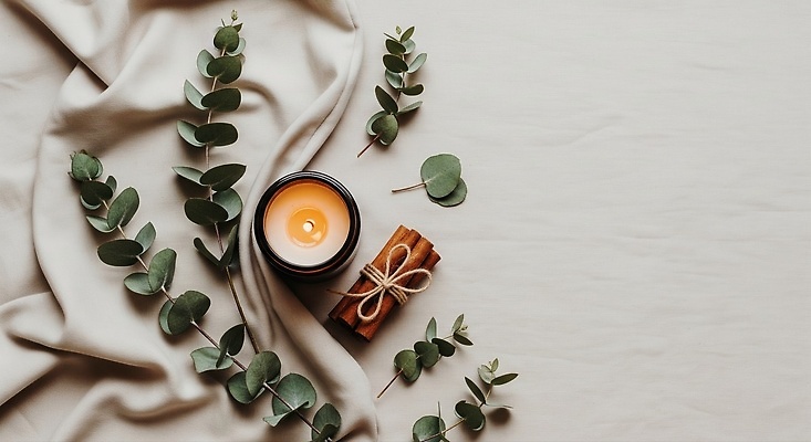 JPG 편집이미지 촛불 자연 탁자 실내 따뜻함 장식 주방 분위기 편안함 허브 오브젝트 리치 유칼립투스 편집실사 AI포토 AI콘텐츠 식물 가구 컨셉 초 내부 감각 CG 열대과일 생태계 파일형식