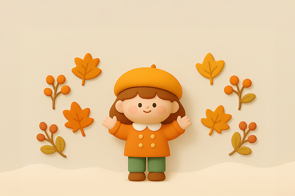 JPG 편집이미지 캐릭터 열매 어린이 백그라운드 놀이 나뭇잎 따뜻함 표정 장식 조형물 주황색 가을 즐거움 오브젝트 편집3D AI컴퓨터그래픽 AI콘텐츠 식물 계절 감정 컬러 잎 미술 사람 3D 파일형식