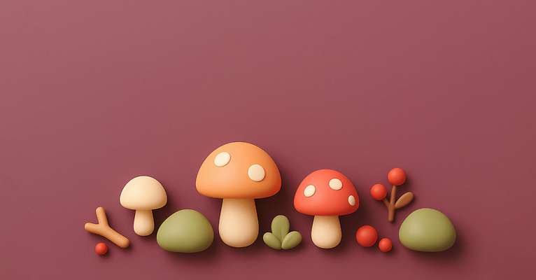 JPG 모양 식물 편집이미지 디자인 예술 컬러 백그라운드 자연 보라색 버섯 오브젝트 부드러움 조화 정물화 아기자기 편집3D AI컴퓨터그래픽 AI콘텐츠 컨셉 3D 감각 그림 생태계 파일형식