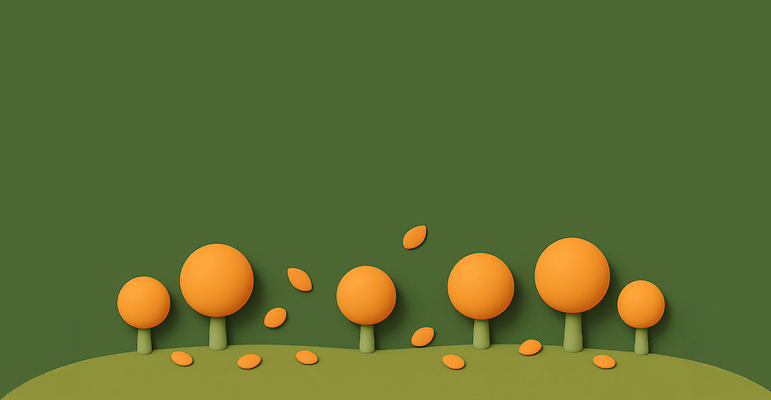 JPG 나무 편집이미지 디자인 컬러 백그라운드 자연 나뭇잎 풍경 초록색 평화 주황색 가을 분위기 언덕 오브젝트 편집3D AI컴퓨터그래픽 AI콘텐츠 식물 계절 컨셉 잎 3D 생태계 파일형식