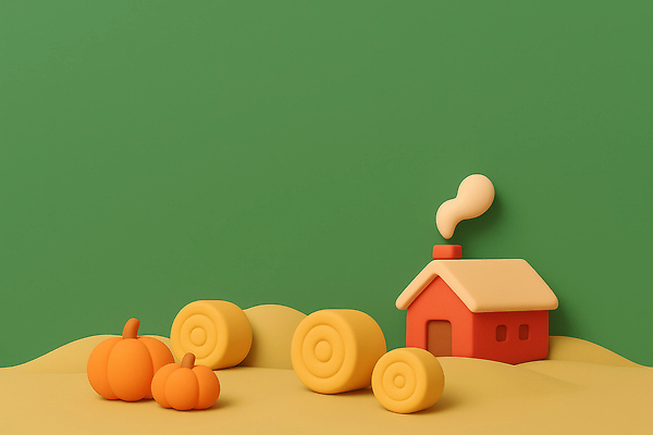 JPG 편집이미지 디자인 컬러 자연 호박 주택 풍경 귀여움 가을 농촌 건초 편안함 오브젝트 조화 편집3D AI컴퓨터그래픽 AI콘텐츠 계절 컨셉 채소 건물 3D 시골 감각 생태계 파일형식