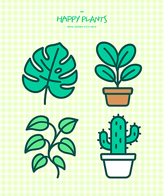 식물 아이콘 디자인 백그라운드 자연 선인장 그래픽 초록색 몬스테라 페퍼민트 2D아이콘 AI파일 컬러 민트 생태계 파일형식 벡터