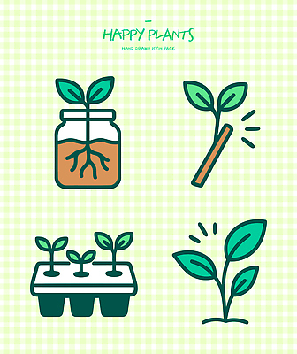 식물 아이콘 디자인 화분 자연 생명 초록색 새싹 환경 성장 원예 뿌리 묘목 수경재배 2D아이콘 AI파일 나무 컬러 취미 생태계 파일형식 벡터