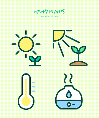 식물 아이콘 자연 생명 관리 햇빛 환경 성장 그리기 생태 온도계 편안함 가습기 수분_꽃가루 2D아이콘 AI파일 모션 태양 감각 생태계 파일형식 벡터