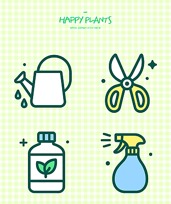 식물 아이콘 채소 자연 성장 도구 물주기 원예 손그림 가지치기 돌봄 영양제 2D아이콘 AI파일 모션 취미 약 생태계 파일형식 벡터