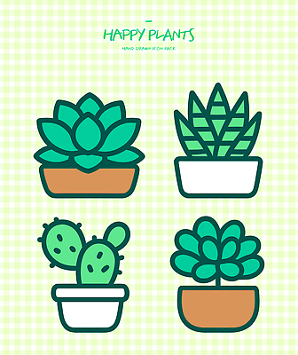식물 아이콘 디자인 화분 자연 선인장 실내 그래픽 장식 초록색 귀여움 그림 심플 다육식물 2D아이콘 AI파일 컬러 컨셉 내부 생태계 파일형식 벡터
