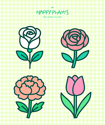 식물 아이콘 디자인 꽃 예술 컬러 백그라운드 자연 그래픽 장미 튤립 카네이션 화사함 2D아이콘 AI파일 컨셉 생태계 파일형식 벡터