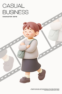 PSD 편집이미지 캐릭터 디자인 옷 비즈니스 거리 표정 사람 캐주얼 걷기 귀여움 편안함 스타일 편집3D 컨셉 모션 3D 감각 파일형식