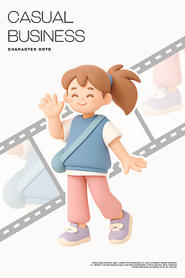 PSD 편집이미지 옷 패션 어린이 포즈 운동화 비즈니스 웃음 소녀 캐주얼 걷기 오브젝트 밝은색 생동감 스타일 세련 편집3D 여자 신발 모션 표정 사람 3D 파일형식