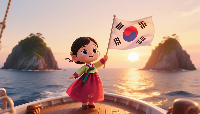 JPG 편집이미지 문화 바다 여행 자연 휴식 한국 풍경 소녀 해변 일몰 태극기 전통의상 독도 뷰티풀 자랑 선박 독도의날 편집3D AI컴퓨터그래픽 AI콘텐츠 전통 여자 아시아 어린이 섬 컨셉 수상교통 3D 노을 국기 생태계 파일형식 법정기념일