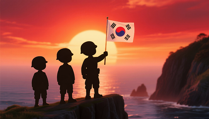 JPG 편집이미지 감정 실루엣 바다 상징 자연 한국 풍경 해변 일몰 군인 모임 국기 태극기 조화 독도 애국심 독도의날 편집3D AI컴퓨터그래픽 AI콘텐츠 직업 아시아 섬 촬영기법 3D 노을 생태계 국군 파일형식 법정기념일