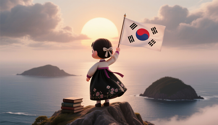 JPG 편집이미지 전통 옷 문화 바다 섬 여행 자연 기념 한국 풍경 소녀 태양 일출 역사 태극기 독도 독도의날 편집3D AI컴퓨터그래픽 AI콘텐츠 자연요소 여자 아시아 어린이 3D 노을 국기 생태계 파일형식 법정기념일