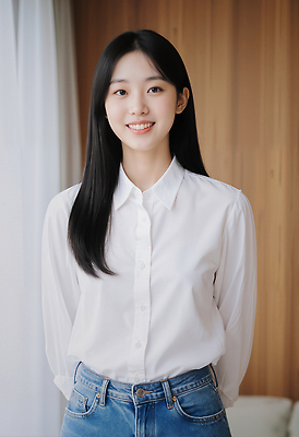 JPG 편집이미지 여자 패션 포즈 밝음 미소 일상 청춘 방 흰색 청바지 자신감 분위기 의료성형뷰티 스타일 편집실사 AI인물포토 AI콘텐츠 감정 컬러 컨셉 바지 표정 사람 라이프 CG 파일형식 AI포토