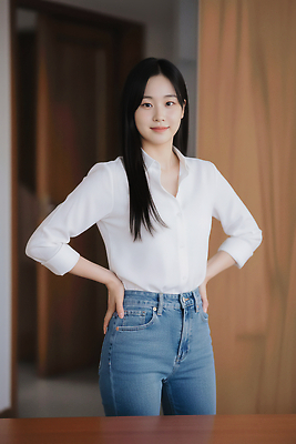 JPG 모델 편집이미지 여자 패션 포즈 일상 촬영 청바지 자신감 분위기 편안함 모던 의료성형뷰티 스타일 편집실사 AI인물포토 AI콘텐츠 감정 컨셉 바지 사람 라이프 감각 CG 파일형식 AI포토