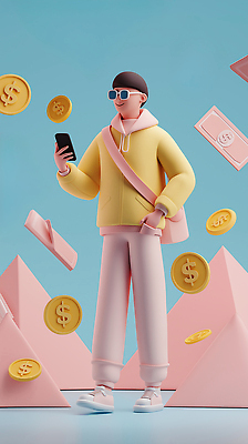 JPG 편집이미지 디자인 패션 남자 분홍색 백그라운드 지폐 돈 그래픽 스마트폰 소비 오브젝트 모던 금화 환기구 스타일 편집3D AI컴퓨터그래픽 AI콘텐츠 컬러 사람 핸드폰 스마트기기 3D 재산 황금 환풍기 파일형식