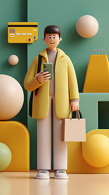 JPG 편집이미지 캐릭터 디자인 패션 문화 컬러 백그라운드 스마트폰 쇼핑백 유행 소비 모던 스타일 편집3D AI컴퓨터그래픽 AI콘텐츠 가방 핸드폰 스마트기기 3D 파일형식