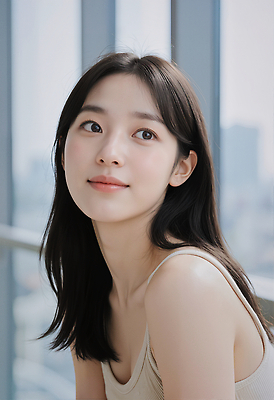 JPG 편집이미지 여자 패션 포즈 미소 풍경 여름 빛 햇빛 고층빌딩 도시 창가 모던 뷰티풀 의료성형뷰티 스타일 편집실사 AI인물포토 AI콘텐츠 계절 창문 표정 사람 빌딩 태양 CG 파일형식 AI포토